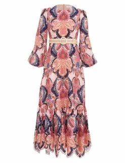 Laurel Billow Emb Midi Dress