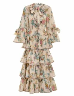 Clover Frill Tiered Midi Dress