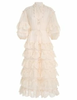 Lyre Trim Tiered Dress